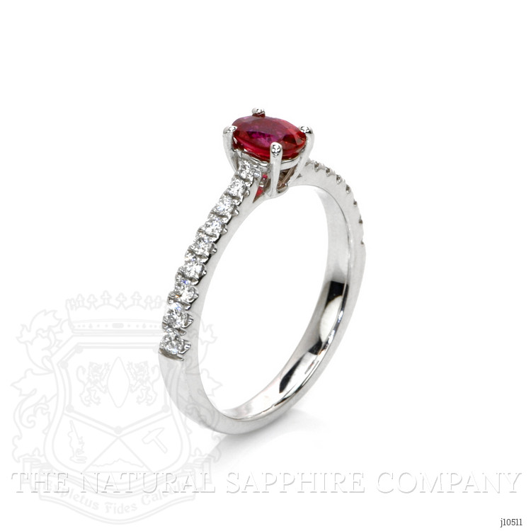 0.54 Ct. Ruby Natural Diamond Pave Ring, 18K White Gold