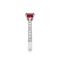 0.54 Ct. Ruby Natural Diamond Pave Ring, 18K White Gold Image