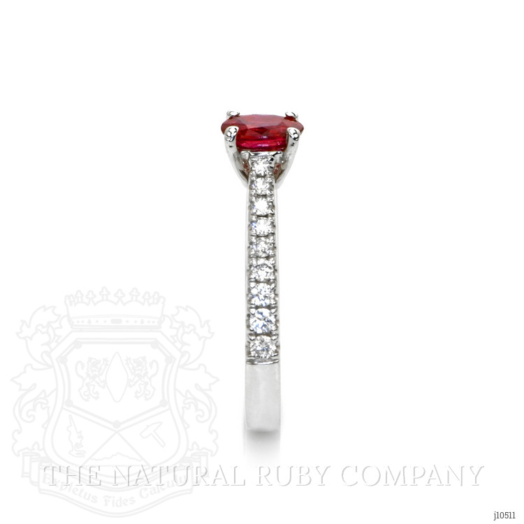 0.54 Ct. Ruby Natural Diamond Pave Ring, 18K White Gold