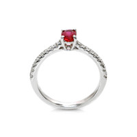 0.54 Ct. Ruby Natural Diamond Pave Ring, 18K White Gold Image