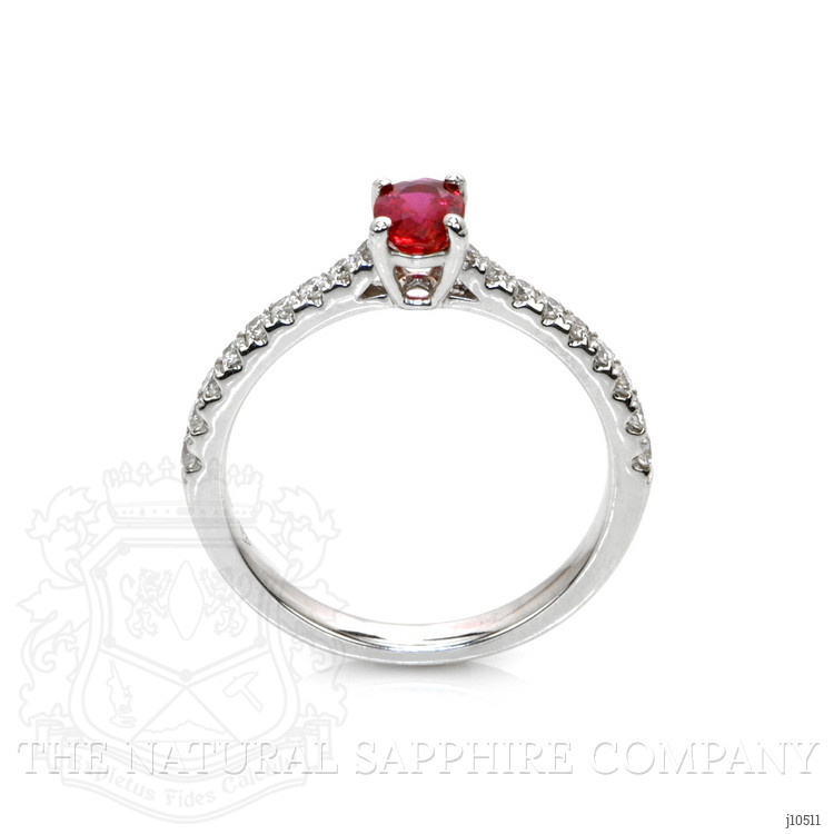 0.54 Ct. Ruby Natural Diamond Pave Ring, 18K White Gold