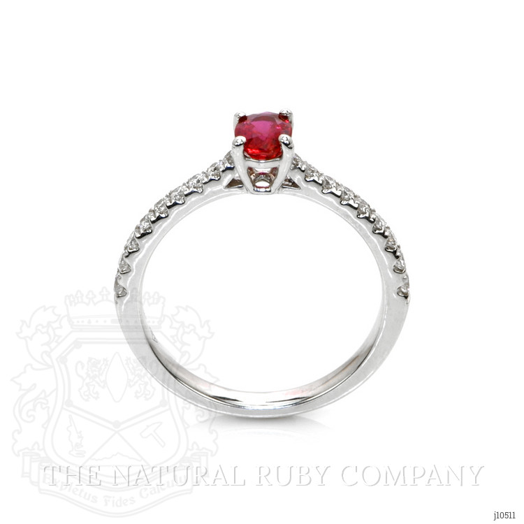 0.54 Ct. Ruby Natural Diamond Pave Ring, 18K White Gold