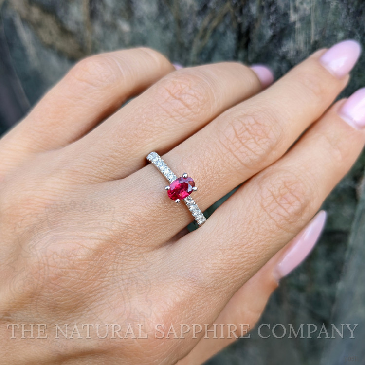 0.54 Ct. Ruby Natural Diamond Pave Ring, 18K White Gold