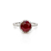 3.52 Ct. Ruby Natural Diamond Pave Ring, 14K White Gold Video