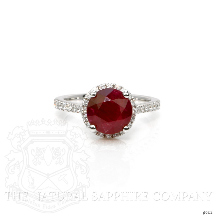3.52 Ct. Ruby Natural Diamond Pave Ring, 14K White Gold