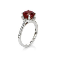 3.52 Ct. Ruby Natural Diamond Pave Ring, 14K White Gold Image