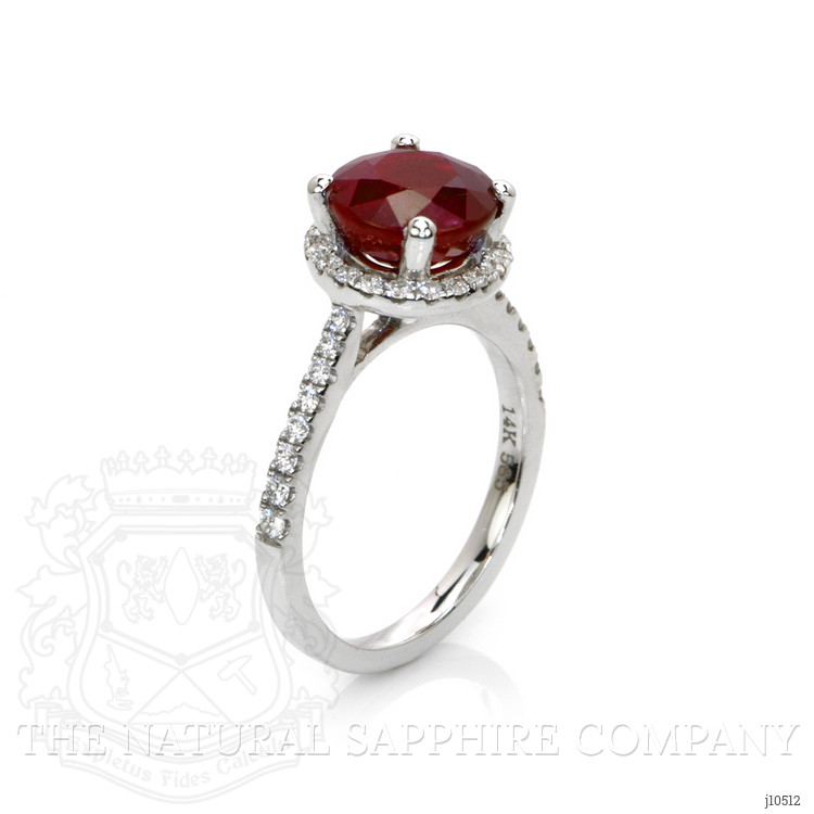 3.52 Ct. Ruby Natural Diamond Pave Ring, 14K White Gold