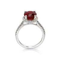 3.52 Ct. Ruby Natural Diamond Pave Ring, 14K White Gold Image