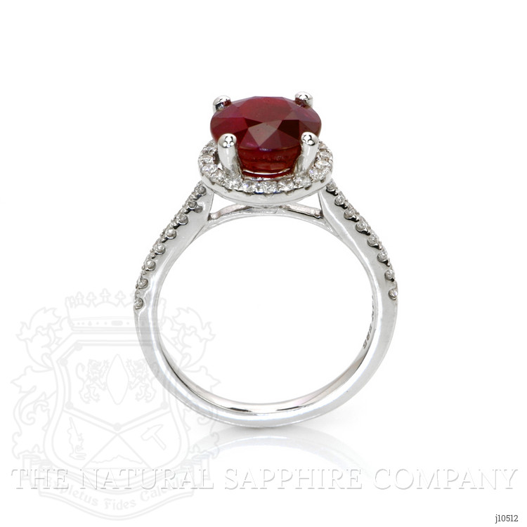 3.52 Ct. Ruby Natural Diamond Pave Ring, 14K White Gold