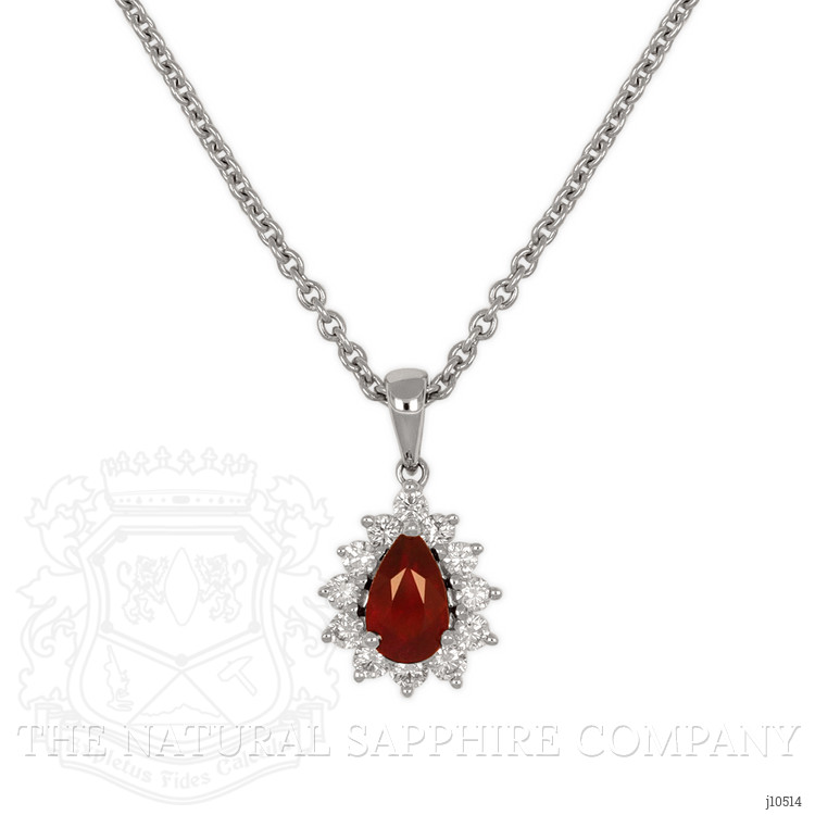 0.68 Ct. Ruby Natural Diamond Halo Pendant, 18K White Gold