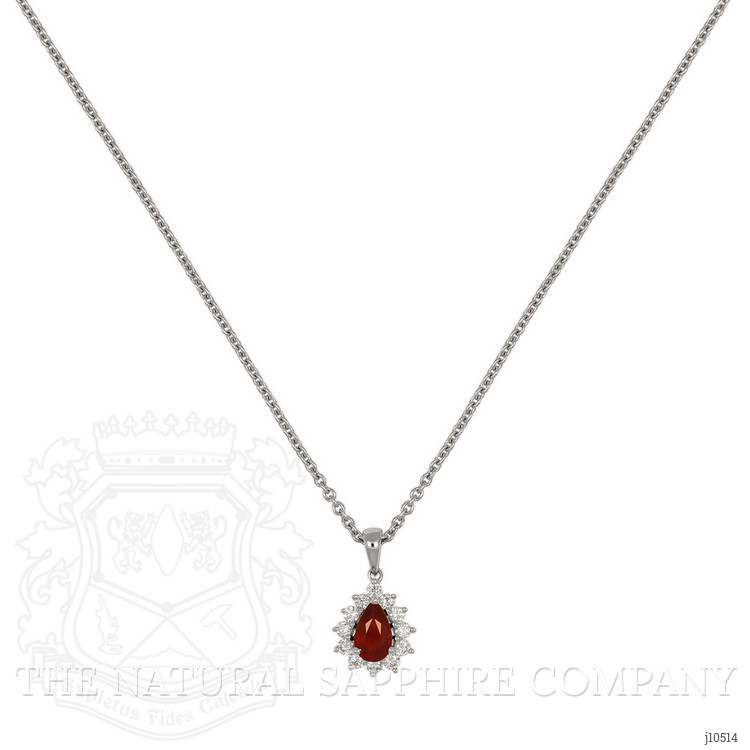 0.68 Ct. Ruby Natural Diamond Halo Pendant, 18K White Gold