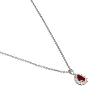 0.68 Ct. Ruby Natural Diamond Halo Pendant, 18K White Gold Image