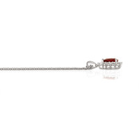 0.68 Ct. Ruby Natural Diamond Halo Pendant, 18K White Gold Image