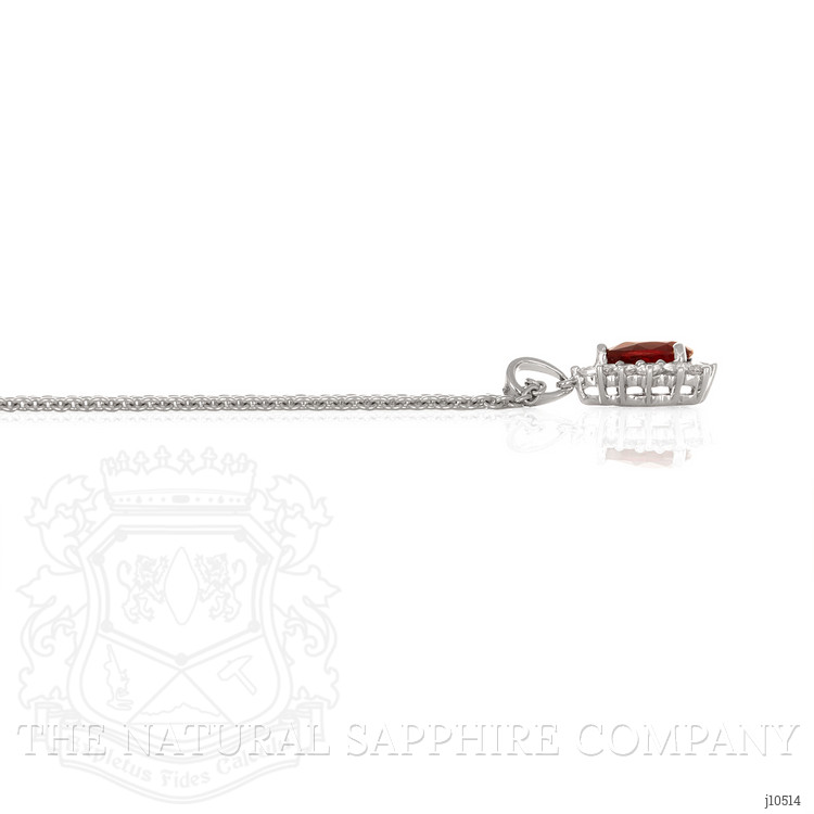 0.68 Ct. Ruby Natural Diamond Halo Pendant, 18K White Gold