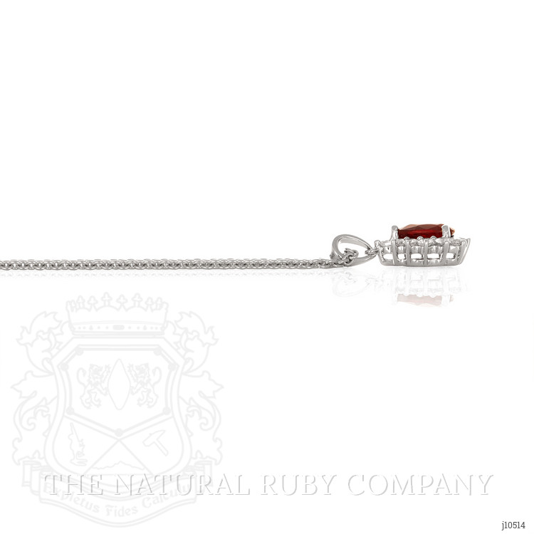 0.68 Ct. Ruby Natural Diamond Halo Pendant, 18K White Gold