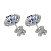 3.15&nbsp;Ct.Tw.Total Carat Weight Blue Sapphire and Natural Diamond Studs Earrings, 18K White Gold Image