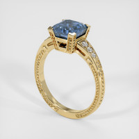 2.06 Ct. Bi Color Sapphire and Natural Diamond Antique Style Ring, 14K Yellow Gold Image