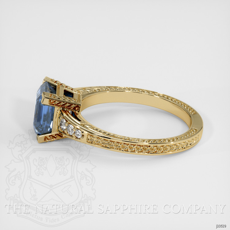 2.06 Ct. Bi Color Sapphire and Natural Diamond Antique Style Ring, 14K Yellow Gold