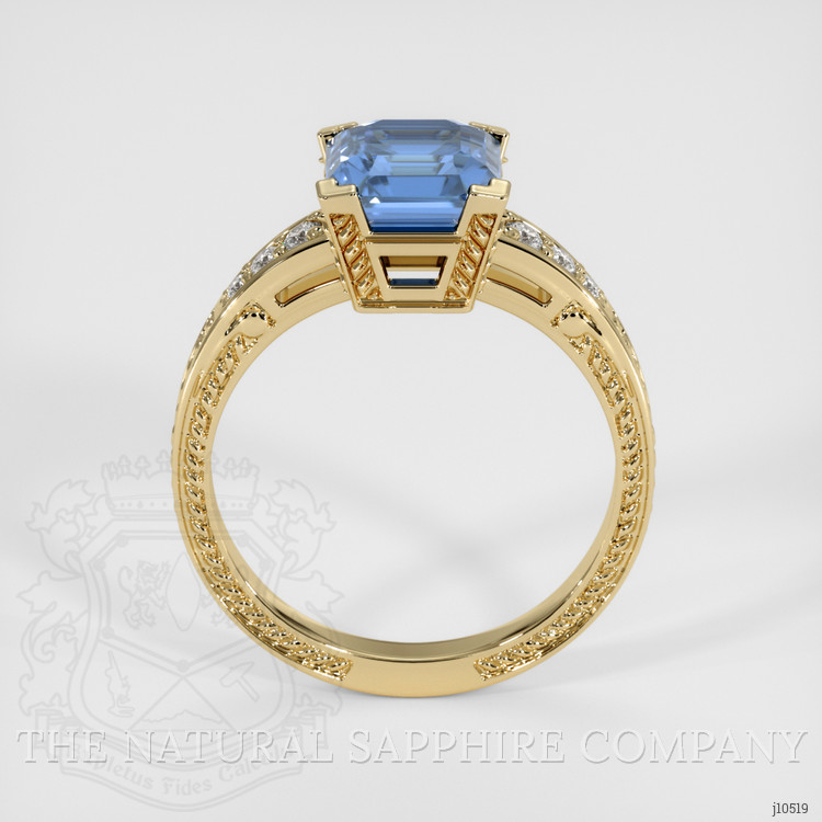 2.06 Ct. Bi Color Sapphire and Natural Diamond Antique Style Ring, 14K Yellow Gold