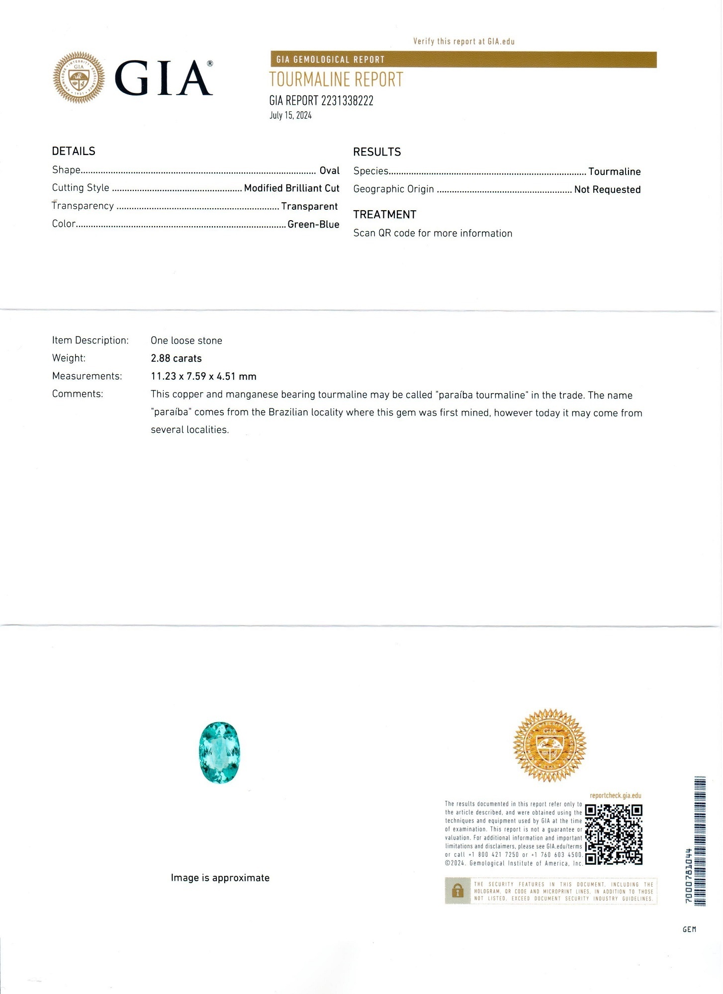 2.88 Ct. Paraiba Tourmaline Natural Diamond Three Stone Ring, Platinum 950