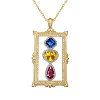0.72 Ct. Sapphire 18K Yellow Gold pendant