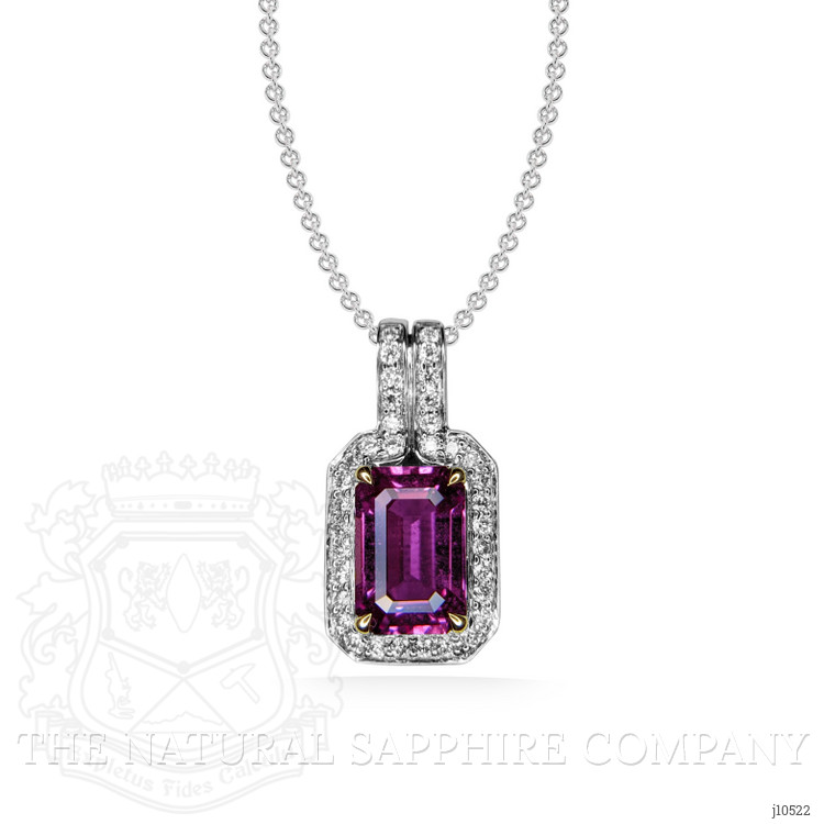 1.91 Ct. Pink Sapphire and Natural Diamond Pave Pendant, 18K White Gold