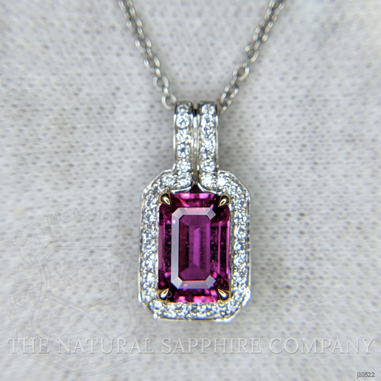 1.91 Ct. Pink Sapphire and Natural Diamond Pave Pendant, 18K White Gold