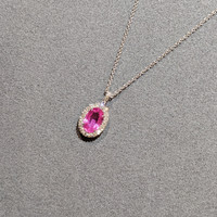 2.46 Ct. Pink Sapphire and Natural Diamond Pave Pendant, 18K White Gold Life Style