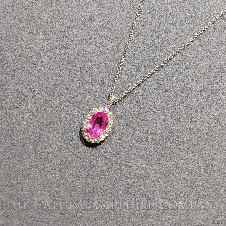 2.46 Ct. Pink Sapphire and Natural Diamond Pave Pendant, 18K White Gold