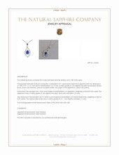 3.01 Ct. Blue Sapphire and Natural Diamond Pave Pendant, 18K White Gold Appraisal