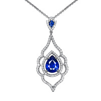 3.01 Ct. Sapphire 18K White Gold pendant
