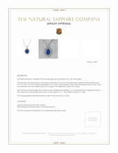 2.26 Ct. Blue Sapphire and Natural Diamond Pave Pendant, 18K White Gold Appraisal