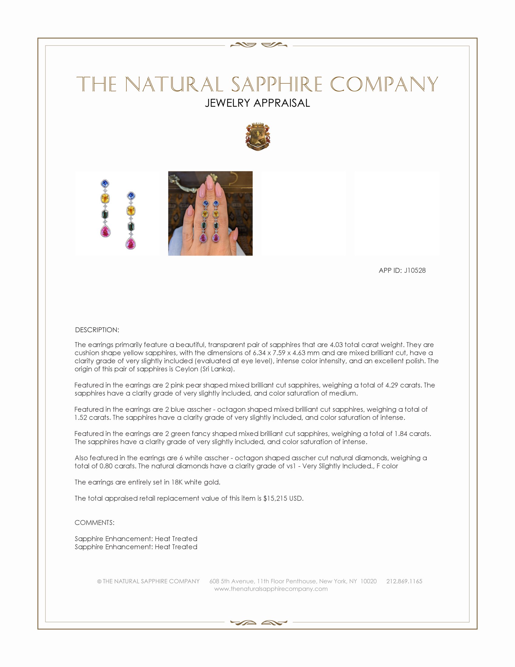 4.03 Ct.Tw. Mixed Sapphire and Natural Diamond Halo Earrings, 18K White Gold