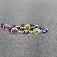 4.03&nbsp;Ct.Tw.Total Carat Weight Mixed Sapphire and Natural Diamond Halo Earrings, 18K White Gold Life Style