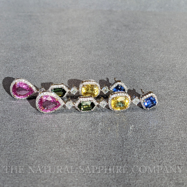 4.03 Ct.Tw. Mixed Sapphire and Natural Diamond Halo Earrings, 18K White Gold