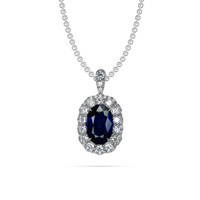 2.18 Ct. Sapphire 18K White Gold pendant