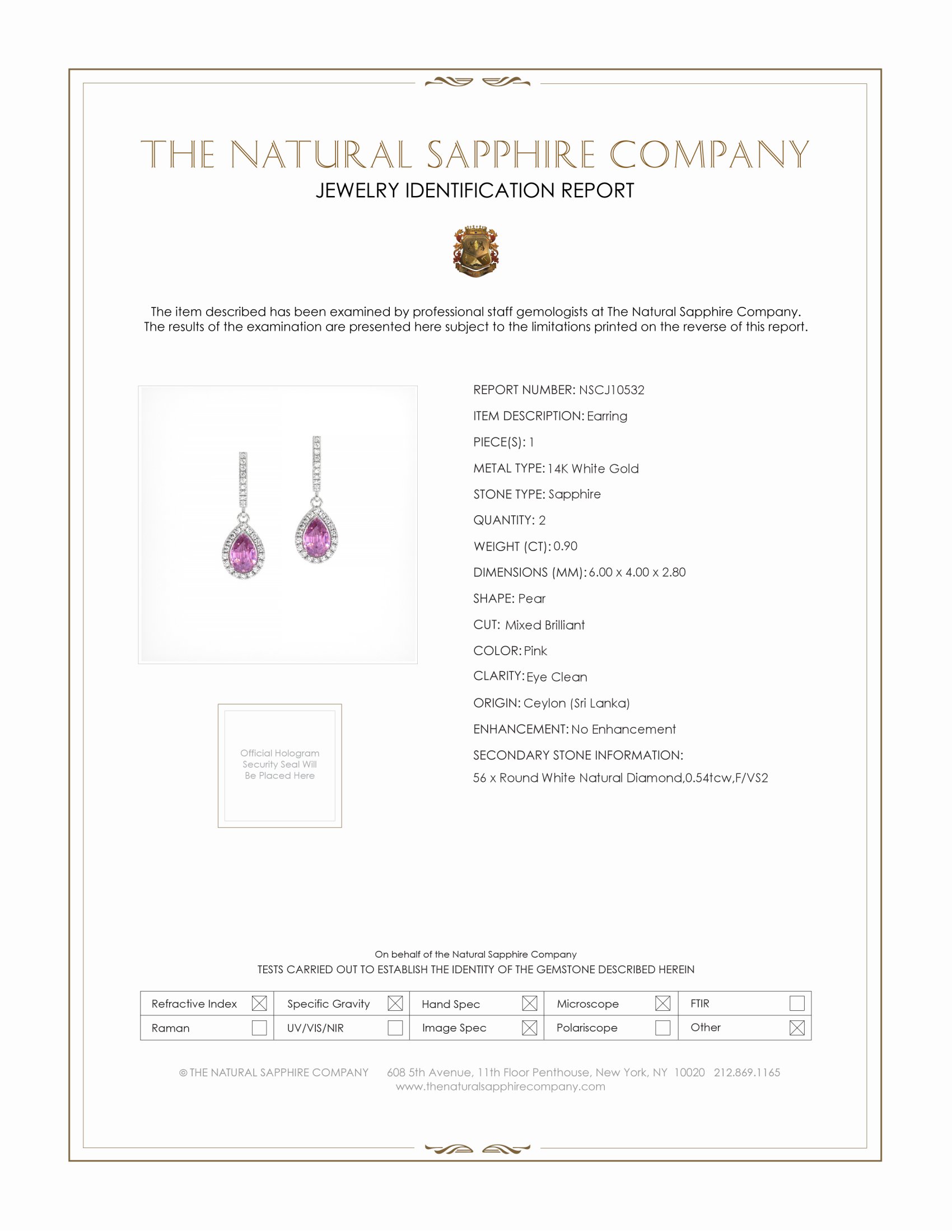 0.90 Ct.Tw. Pink Sapphire and Natural Diamond Pave Earrings, 14K White Gold