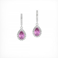 0.90 Ct.Tw. Pink Sapphire and Natural Diamond Pave Earrings, 14K White Gold Video