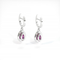0.90 Ct.Tw. Pink Sapphire and Natural Diamond Pave Earrings, 14K White Gold Image