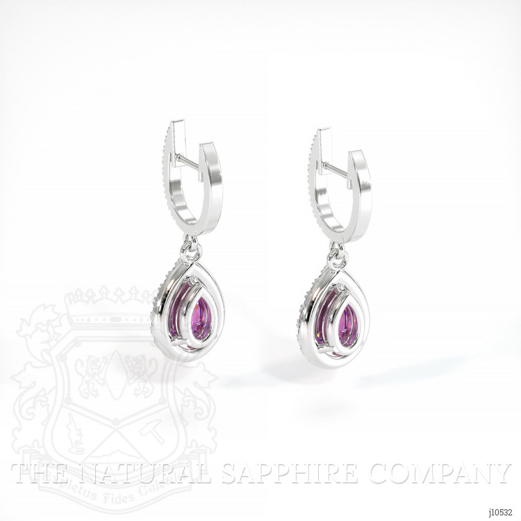 0.90 Ct.Tw. Pink Sapphire and Natural Diamond Pave Earrings, 14K White Gold