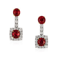 3.07 Ct.Tw. Ruby Natural Diamond Studs Earrings, 18K White Gold Video