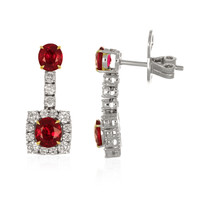 3.07 Ct.Tw. Ruby Natural Diamond Studs Earrings, 18K White Gold Image