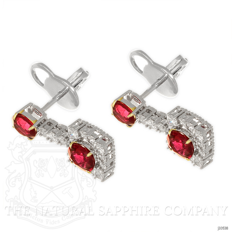 3.07 Ct.Tw. Ruby Natural Diamond Studs Earrings, 18K White Gold