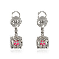 3.07 Ct.Tw. Ruby Natural Diamond Studs Earrings, 18K White Gold Image