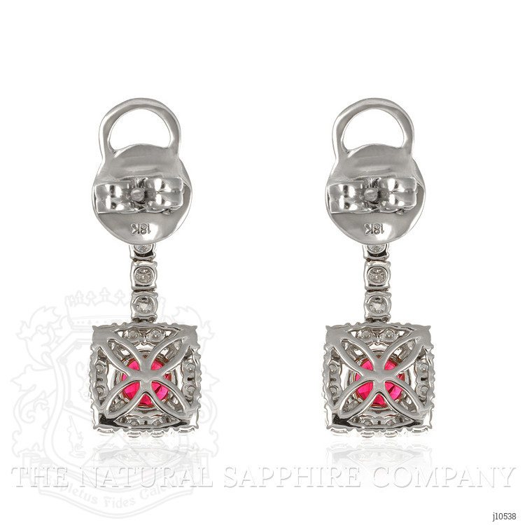 3.07 Ct.Tw. Ruby Natural Diamond Studs Earrings, 18K White Gold
