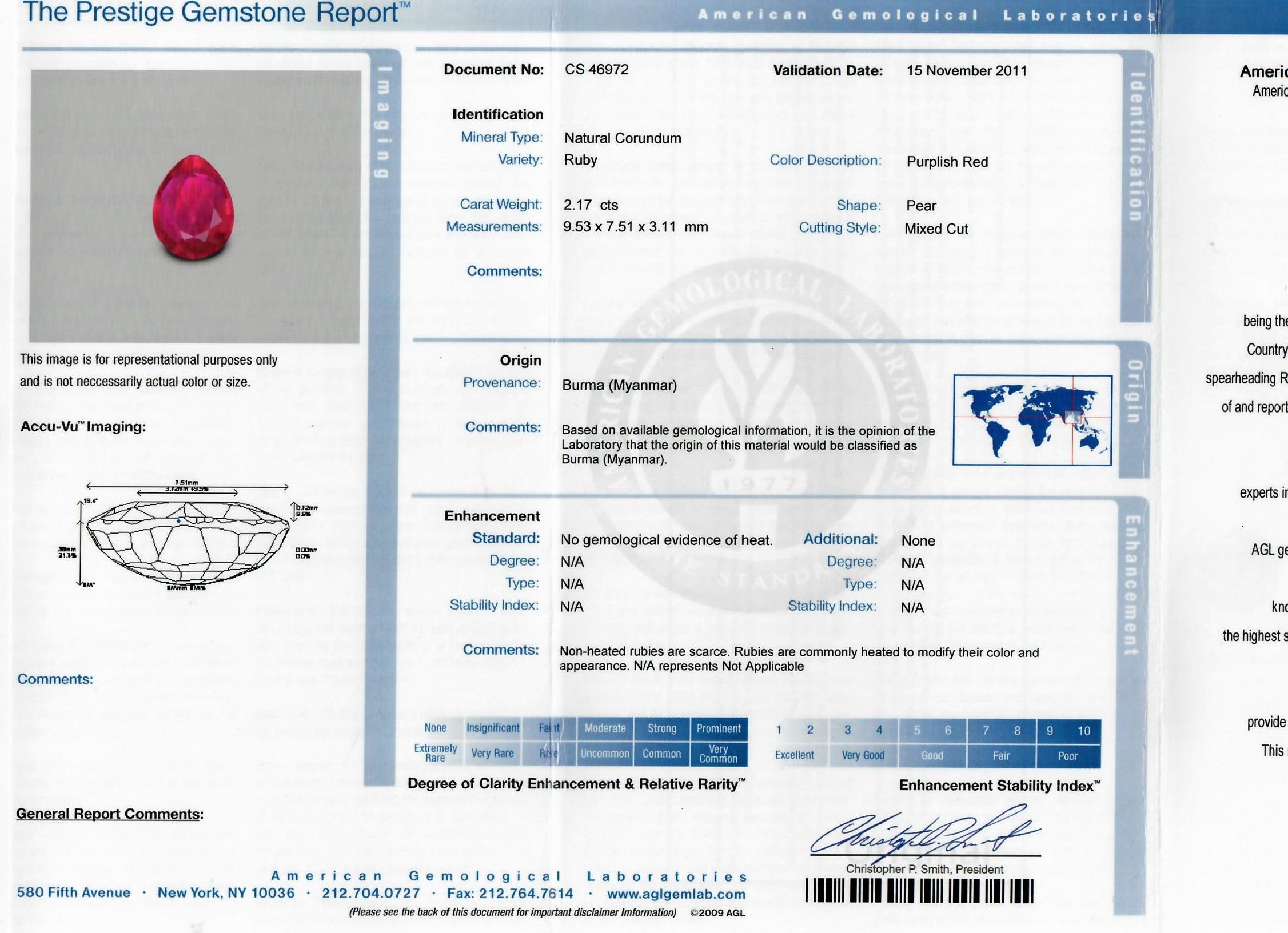 2.17 Ct. Purplish Red Ruby and Natural Diamond Halo Ring, Platinum 950