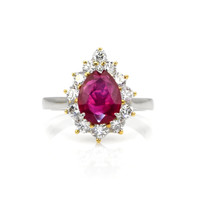 2.17 Ct. Ruby Natural Diamond Halo Ring, Platinum 950 Video