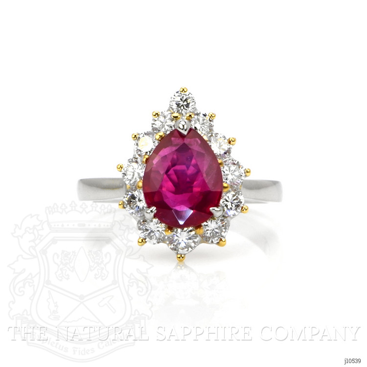 2.17 Ct. Ruby Natural Diamond Halo Ring, Platinum 950