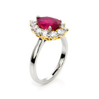 2.17 Ct. Ruby Natural Diamond Halo Ring, Platinum 950 Image