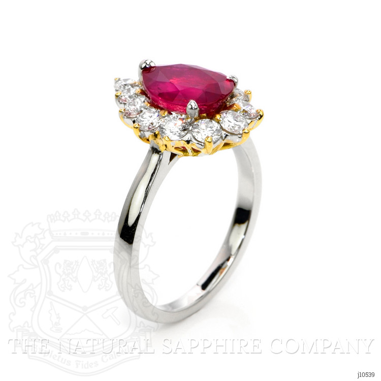 2.17 Ct. Ruby Natural Diamond Halo Ring, Platinum 950